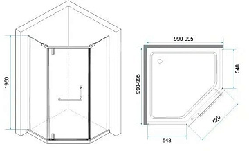 Душевой уголок RGW Hotel HO-081 100x100x195 см, профиль хром, стекло прозрачное