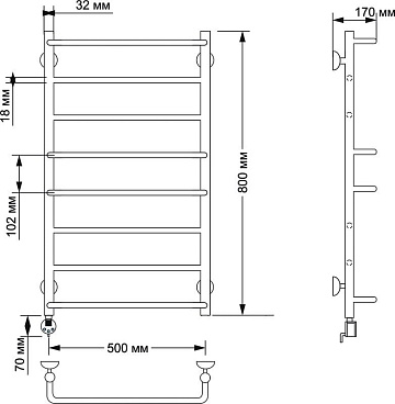 Полотенцесушитель электрический Secado Верона 1 50x80 бронза, L