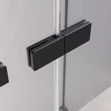 Душевая дверь в нишу Veconi Premium Alassio B 140x200, профиль матовый черный, стекло прозрачное