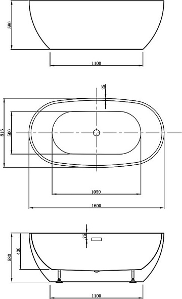 Акриловая ванна Vincea 160x80 см, VBT-408-1600