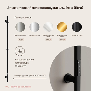 Полотенцесушитель электрический Sancos Etna 150x8, черный матовый, SC13001MB