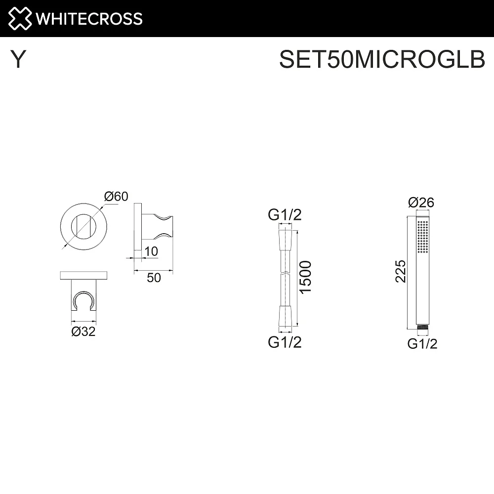 Душевой гарнитур WHITECROSS SET50MICROGLB, брашированное золото Sancos — официальный сайт