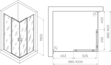 Душевой уголок RGW Passage PA-040 1000x900x1950, профиль хром