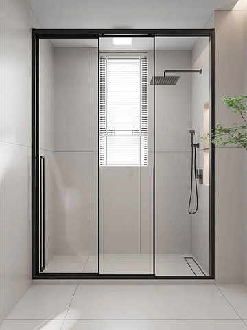 Душевая дверь в нишу Veconi Premium Prato 300 B-R 170, профиль матовый черный, стекло прозрачное