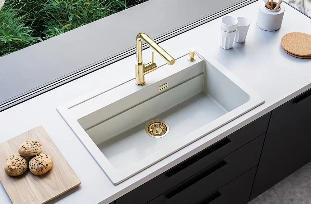Смеситель для кухни Alveus Zeos 1136501 золото Sancos — официальный сайт