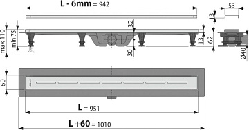 Душевой трап (лоток) AlcaPlast APZ20 APZ20-950