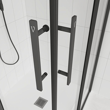 Душевой уголок Veconi Evo 300 B 120х80 см, профиль матовый черный, стекло прозрачное