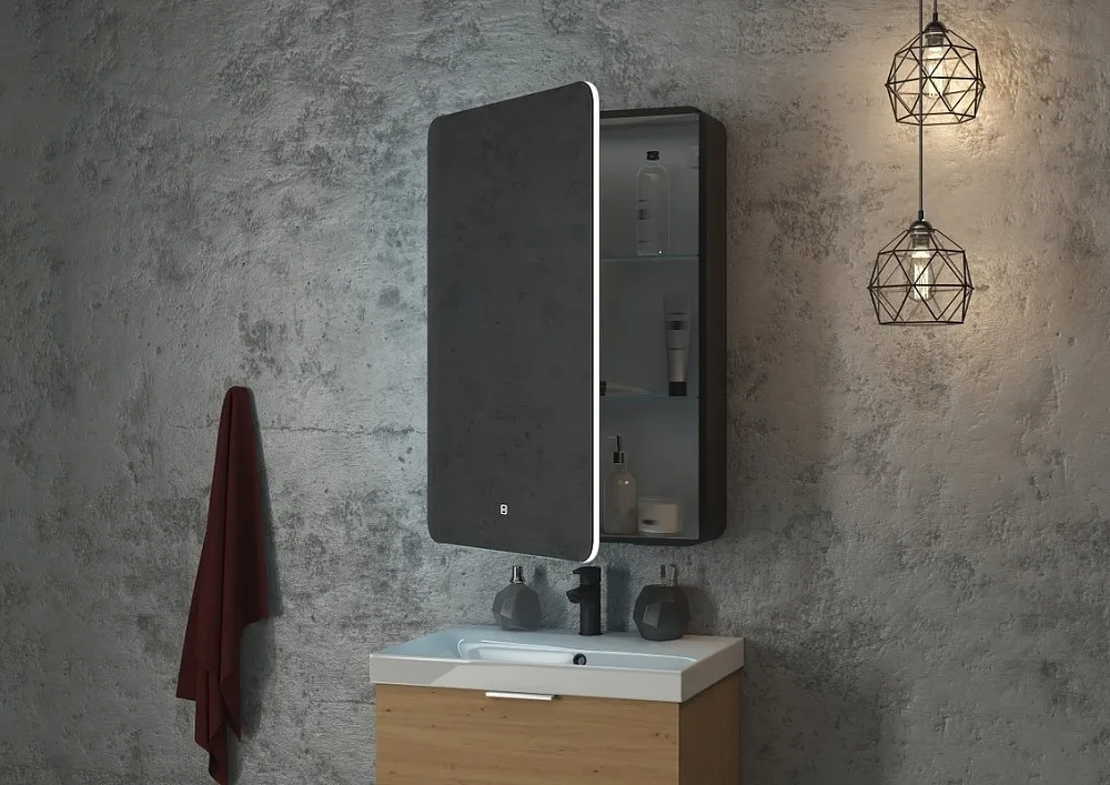 Зеркало-шкаф Art&Max Lecce 57 L с подсветкой Sancos — официальный сайт