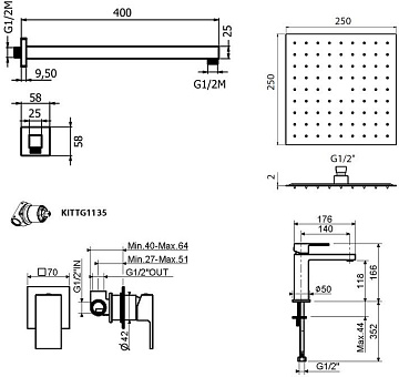Комплект для ванной Plumberia Selection Tag KITTG01NO53 С ВНУТРЕННЕЙ ЧАСТЬЮ, черный матовый