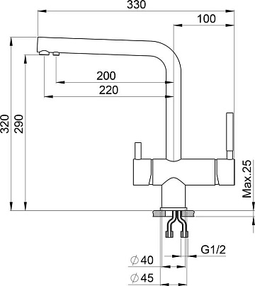 Смеситель для кухни Granula 2305, графит