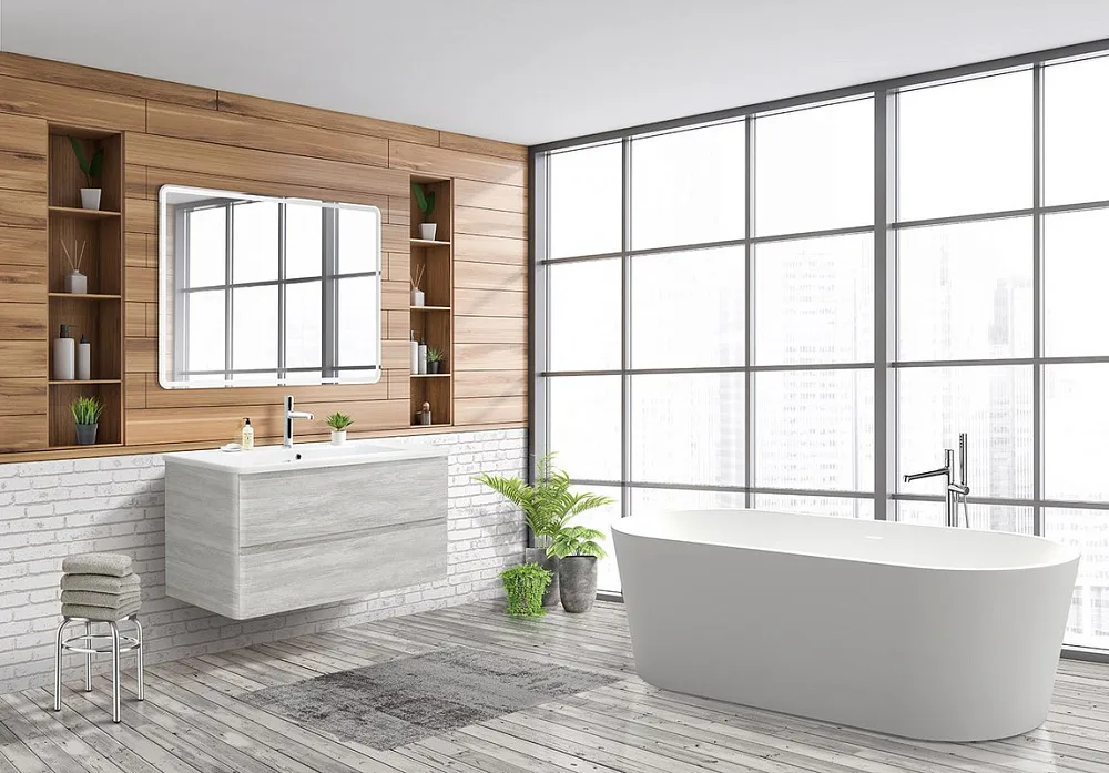 Тумба под раковину без столешницы BelBagno Albano-Cer 105 подвесная, rovere vintage bianco Sancos — официальный сайт