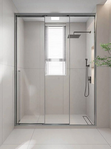Душевая дверь в нишу Veconi Premium Prato 300 CH-R 140, профиль матовый хром, стекло прозрачное