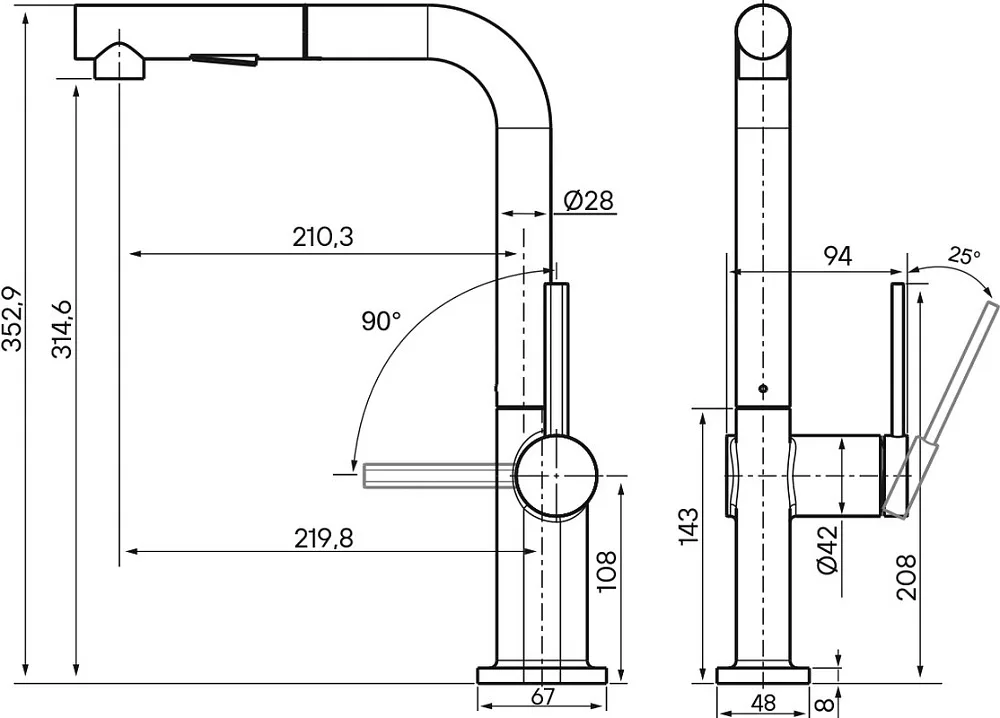 Смеситель для кухни Paulmark Neo Ne214419-CR, хром Sancos — официальный сайт
