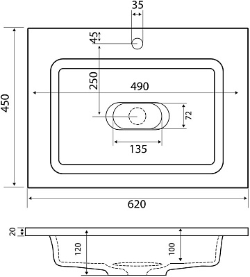 Мебельная раковина Uperwood Modul 80 белая