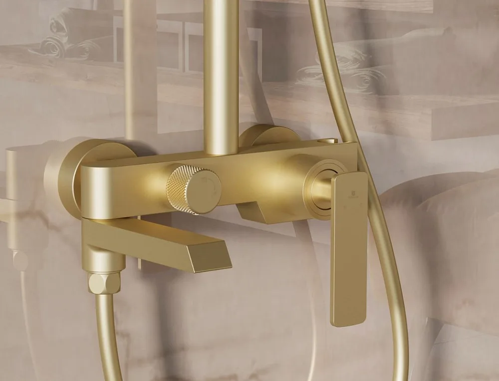 Душевая стойка Vincea VSFS-413BG с изливом, брашированное золото Sancos — официальный сайт