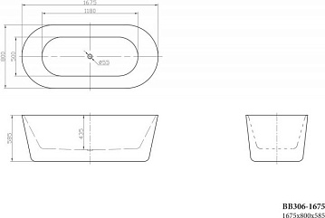 Акриловая ванна BelBagno 170x80 см, BB306-1675