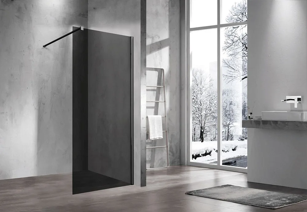 Душевая перегородка Vincea Walk-in VSW-1H900CGB 90 см, профиль матовый чёрный, стекло тонированное Sancos — официальный сайт