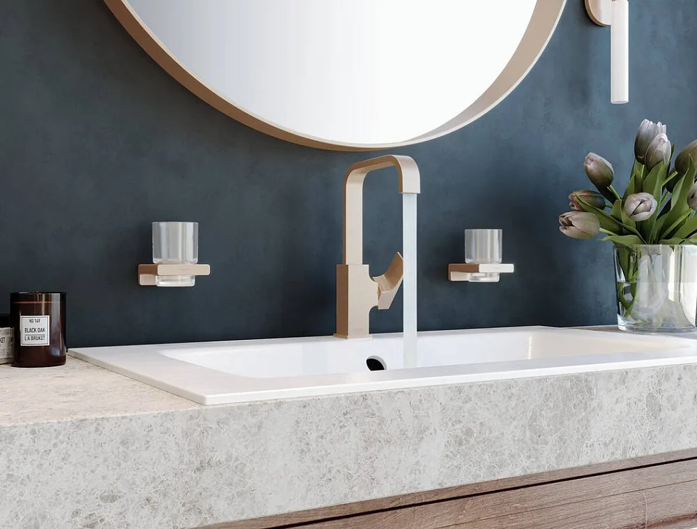 Стакан Hansgrohe AddStoris 41749140 шлифованная бронза Sancos — официальный сайт