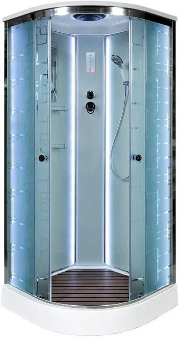 Душевая кабина DTO EM1580 80х80, LED, профиль хром, стекло матовое с узором