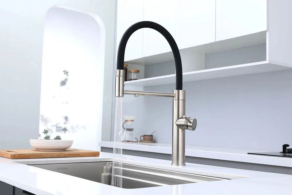 Смеситель для кухни Paulmark Ganymede Ga213199-BS с гибким изливом, брашированная сталь Sancos — официальный сайт