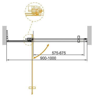 Душевая дверь в нишу Cezares Slider B 1 90/100 C GM профиль оружейная сталь, стекло прозрачное