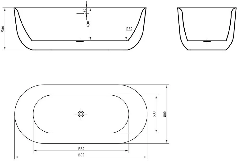 Акриловая ванна BelBagno BB706-1800-800 180x80 см, отдельностоящая, белая, овальная Sancos — официальный сайт