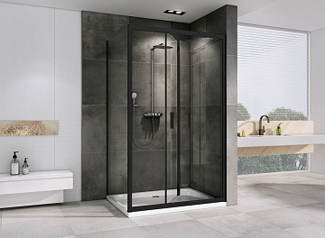 Душевой уголок Abber Sonnenstrand AG07120B-S70B 120x70, профиль черный, стекло прозрачное
