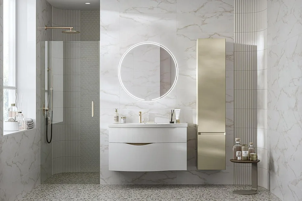 Шкаф-пенал для ванной KERAMA MARAZZI Cubo 165 L лимо матовый Sancos — официальный сайт