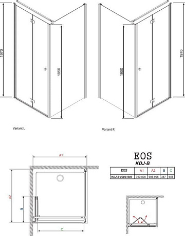 Душевой уголок Radaway EOS KDJ-B 80x100 интимато L