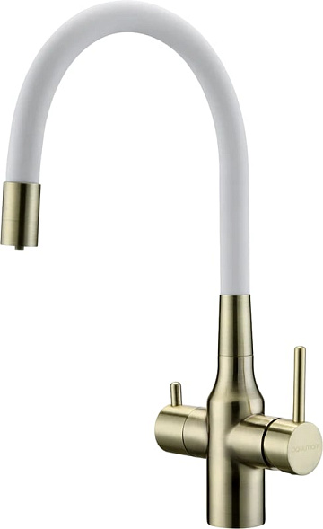Смеситель для кухни Paulmark Salix 213419-BRw, бронза, белый, с гибким изливом
