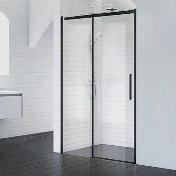 Душевая дверь в нишу BelBagno Acqua -BF-1-140-C-NERO профиль черный матовый