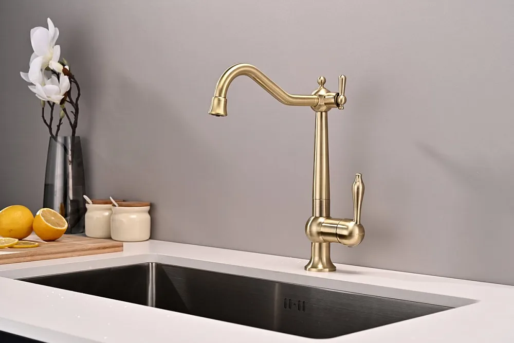 Смеситель для кухни Paulmark Retro Re213226-BR, бронза Sancos — официальный сайт