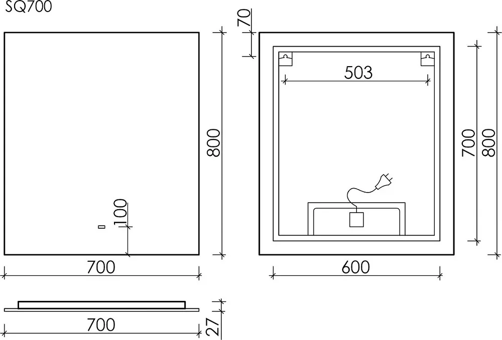 Зеркало Sancos Square SQ700 70 см Sancos — официальный сайт