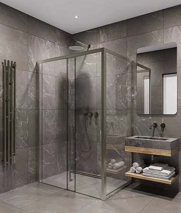 Душевой уголок Timo TDSS-150/13C-8R + TSS-900/13C-8 150x90 см, профиль никель, стекло прозрачное