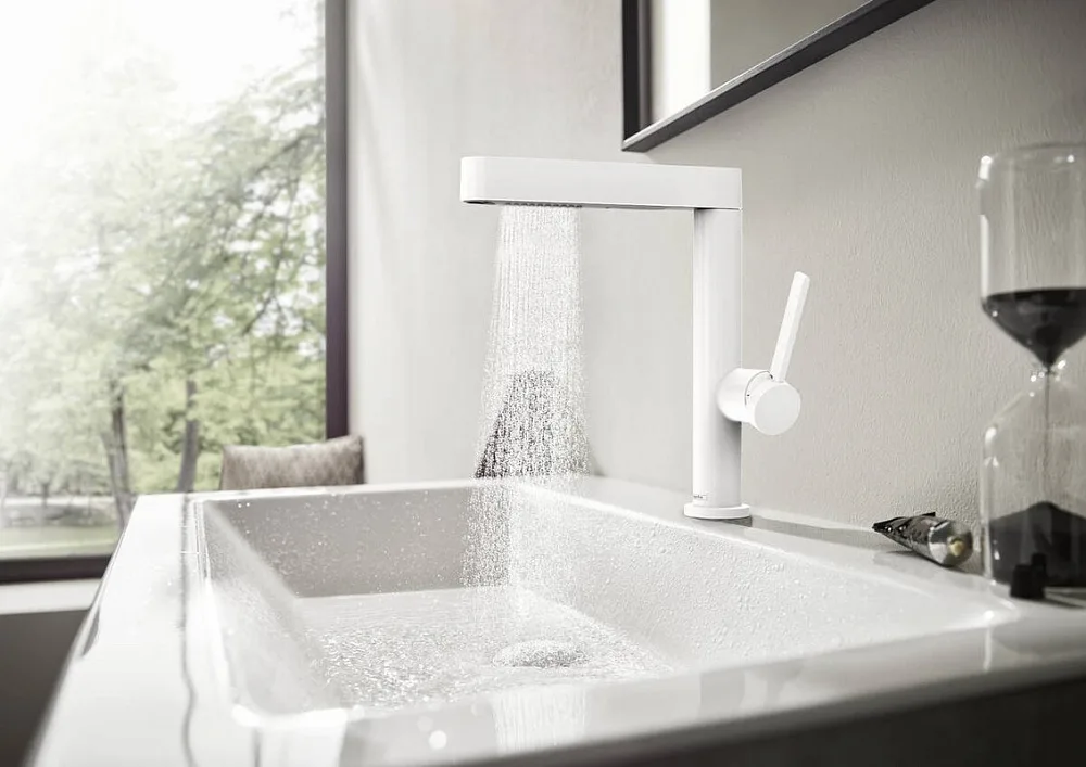 Смеситель для раковины Hansgrohe Finoris 230 76063700 матовый белый Sancos — официальный сайт