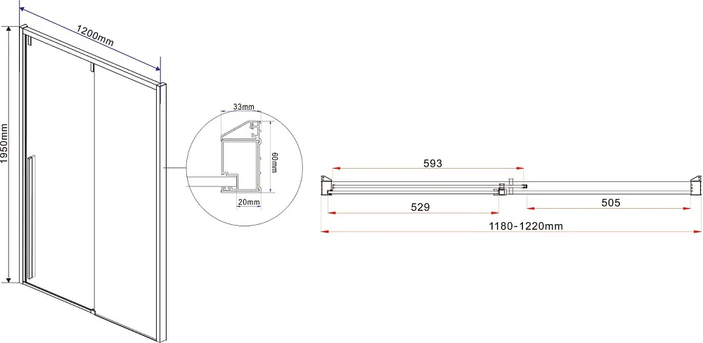 Душевая дверь в нишу Vincea Lugano VDS-1L120CLB-1 120 см, профиль черный Sancos — официальный сайт