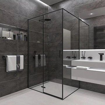Душевой уголок Veconi Rovigo RV-073B 80x90, профиль черный