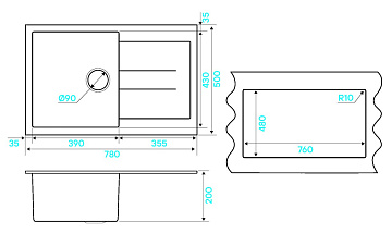 Кухонная мойка KUCHENSTERN PLAT 50 титан 206TN20