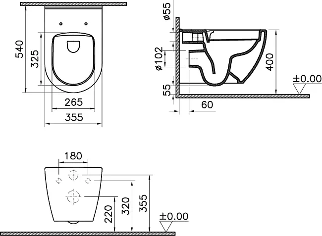 Чаша для унитаза подвесного VitrA Mia Round SmoothFlush 7510B003-0075 Sancos — Оригинал