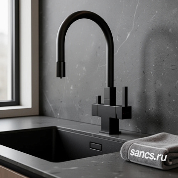 Смеситель для кухни Sancos Arno SC4005MB с гибким изливом, матовый черный