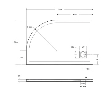 Поддон для душа BelBagno Uno TRAY-MR-UNO-RH-120/80-550-35-W-L-NO 120х80, белый, с сифоном