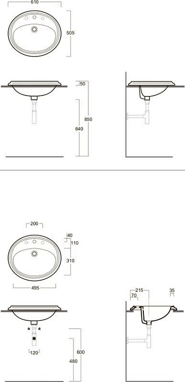 Раковина Simas Arcade AR859 61 см, с 1 отв