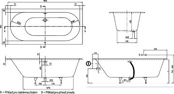 Акриловая ванна Villeroy & Boch Oberon 190x90 см, UBQ199OBE2V-01