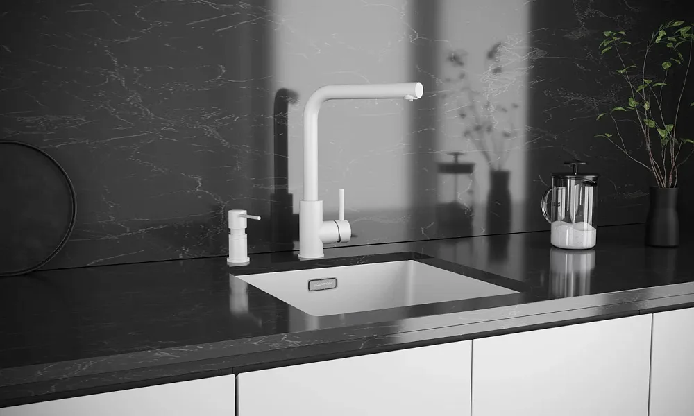 Смеситель для кухни Paulmark Twin Tw213622-WH матовый белый Sancos — официальный сайт