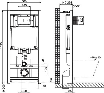 Инсталляция BelBagno BB002-80 + Кнопка Prospero BB007-PR-NERO.M черный матовый