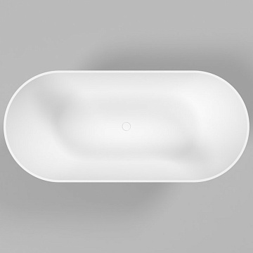 Ванна из искусственного камня WHITECROSS Coral A 165x75 см, отдельностоящая, матовая белая, овальная