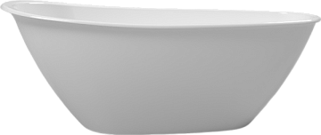 Ванна из искусственного камня WHITECROSS Spinel B 155x75 см, отдельностоящая, белая, овальная, с дон