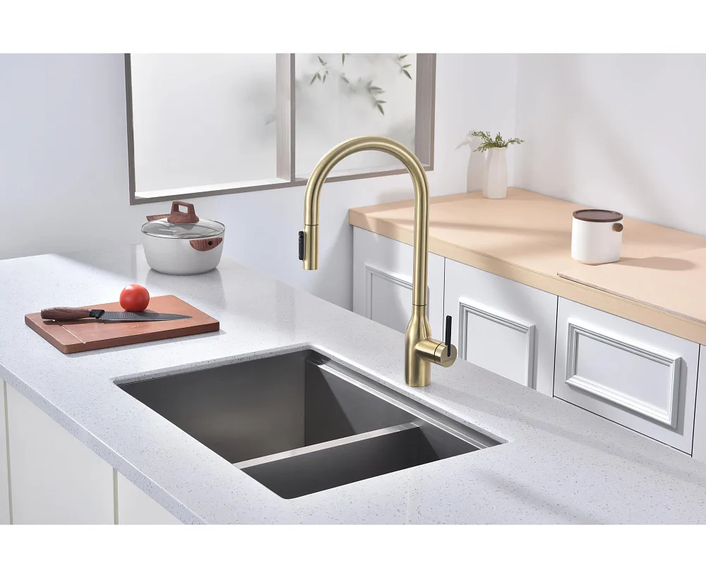 Смеситель для кухни Paulmark Universal Un213880-LG светлое золото Sancos — официальный сайт