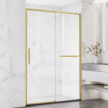 Душевая дверь в нишу Vincea Slim Soft VDS-1SS120CLG 120 см профиль брашированное золото, стекло проз