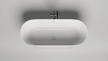 Ванна из искусственного камня Salini Mona S-Sense 170x70 см, отдельностоящая, белая, овальная, с дон